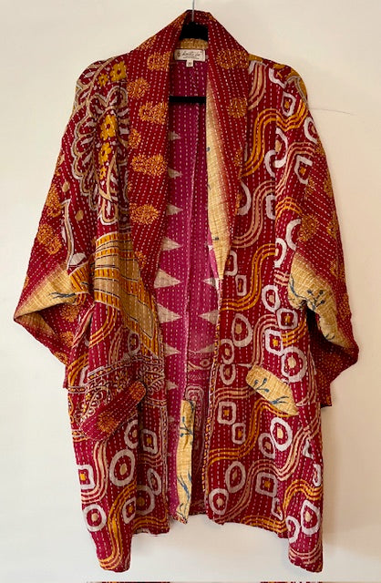 Kantha Bae Reversible Boho Blazer (Swirly Squares )