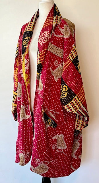 Kantha Bae Reversible Boho Blazer (Gold Leaves)