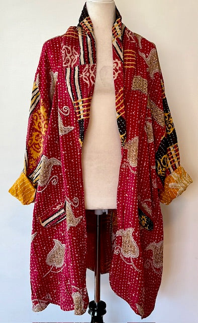 Kantha Bae Reversible Boho Blazer (Gold Leaves)