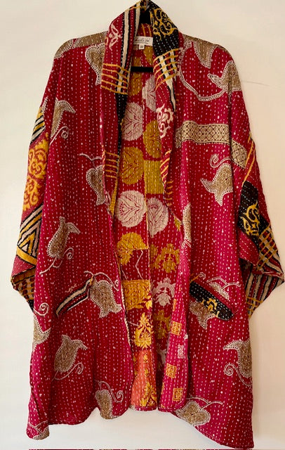 Kantha Bae Reversible Boho Blazer (Gold Leaves)