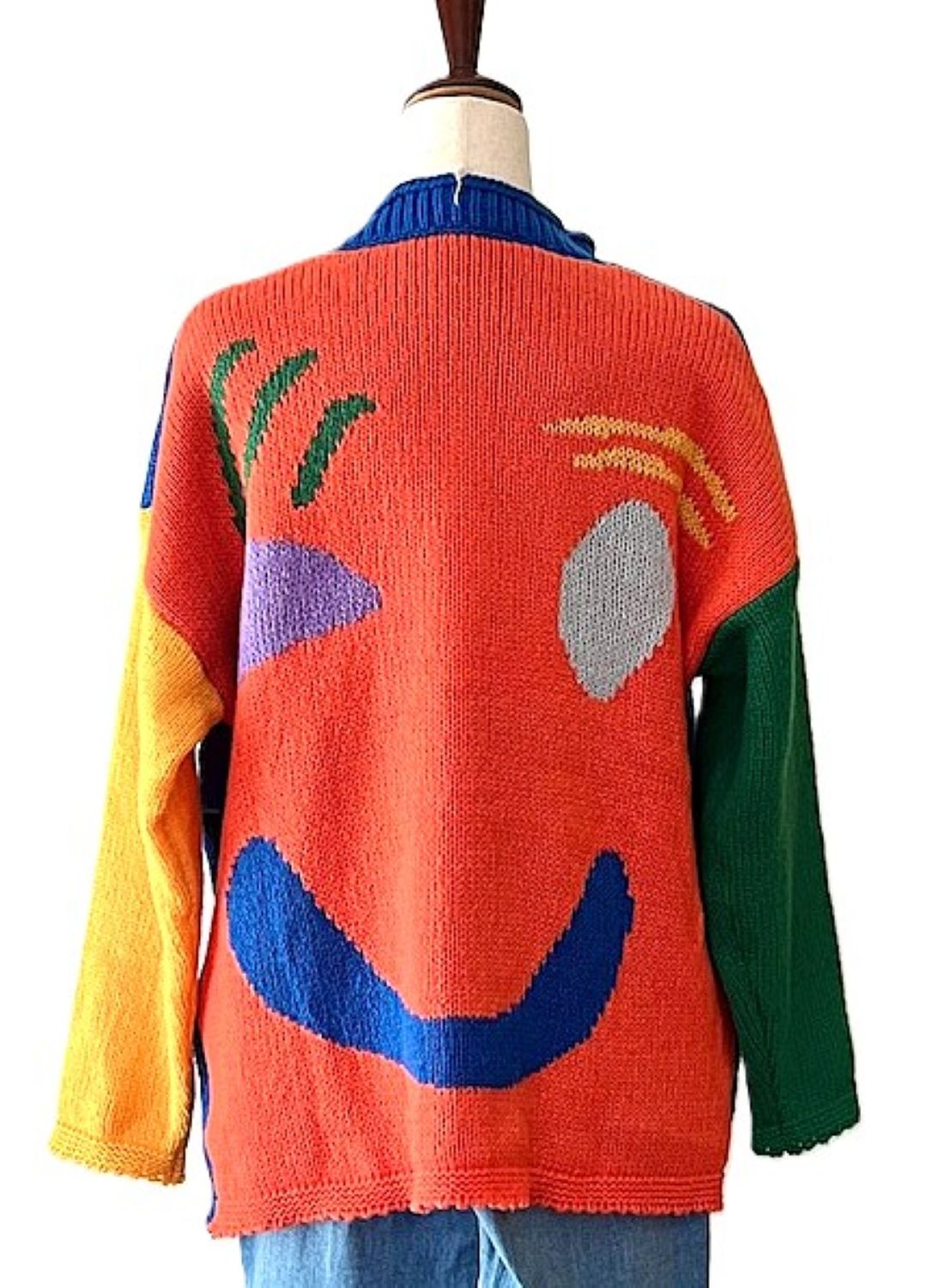 Contrast Smiley Face Happy Sunday Feel Good Knit Sweaters (3 Colors)
