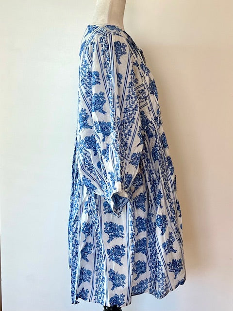 Dainty Wedgewood Block Print Cotton Dress Is Feminine And Appealing