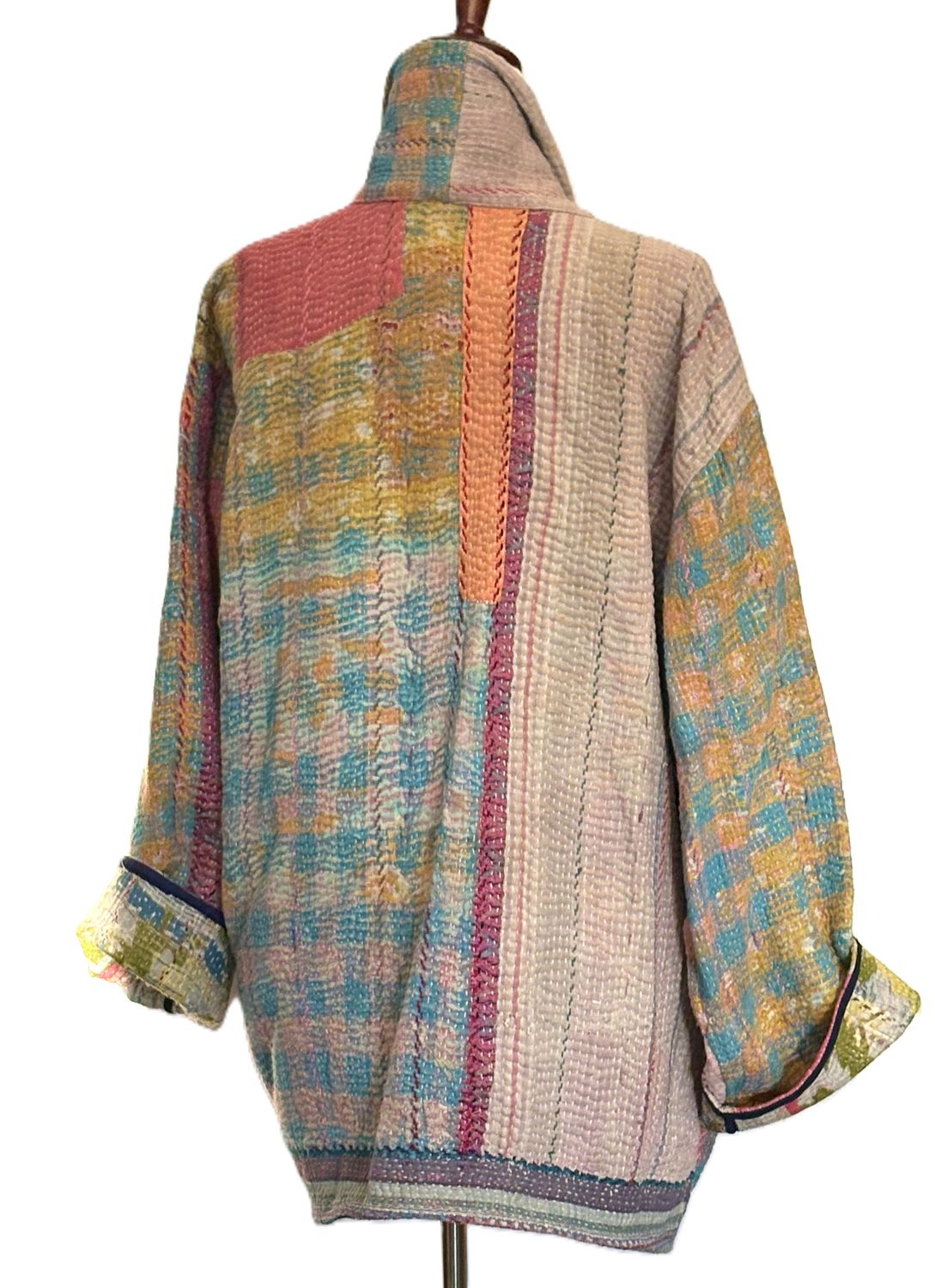 Patchwork Blanket Coat, Handmade Mixed Print Kimono Jacket. Fully Reversible.
