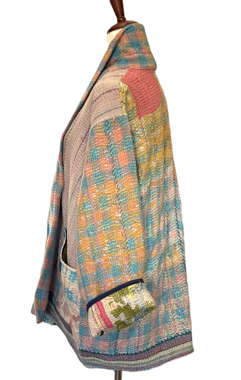 Patchwork Blanket Coat, Handmade Mixed Print Kimono Jacket. Fully Reversible.