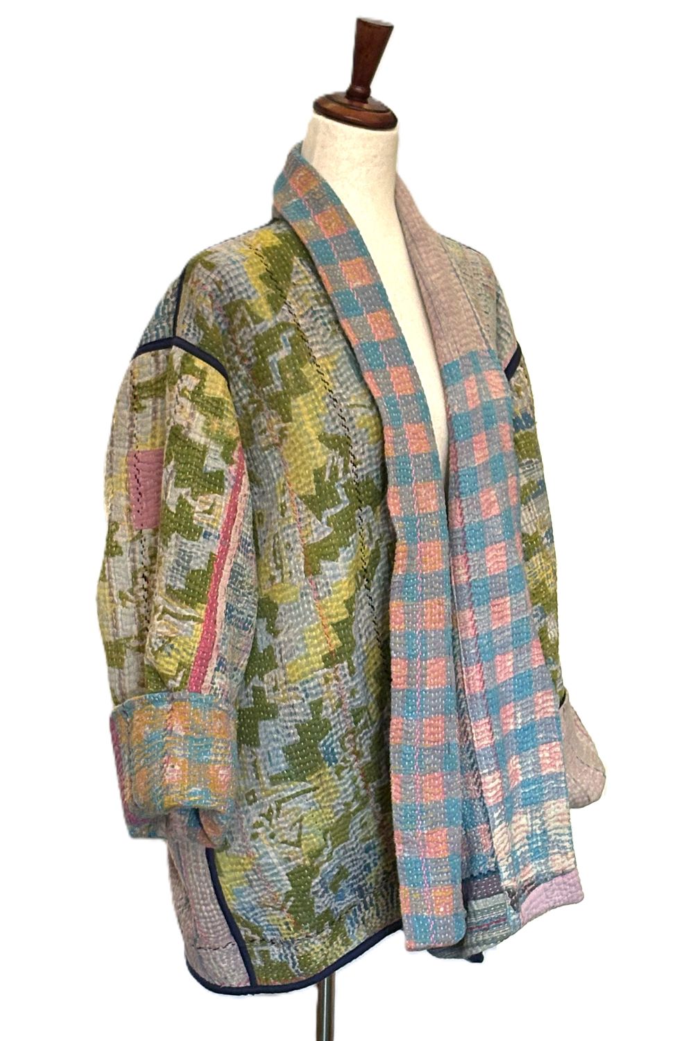 Patchwork Blanket Coat, Handmade Mixed Print Kimono Jacket. Fully Reversible.