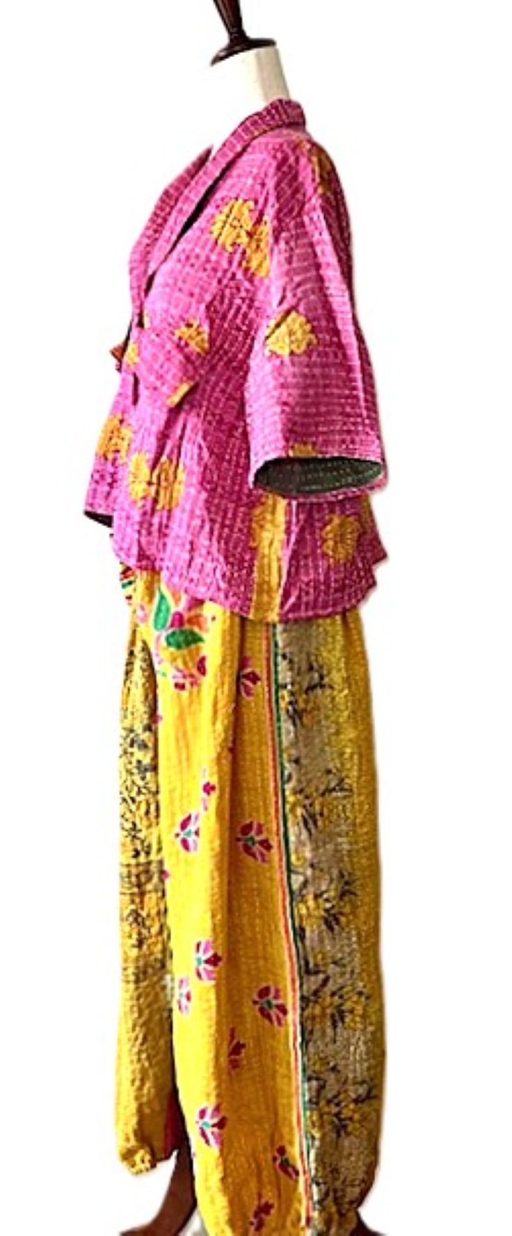 Kantha Bae Cool Kantha Cotton Joggers.Best Seller (Yellow Pink)