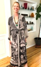 Top of the Line Silk Kimono Duster in Gray/Black