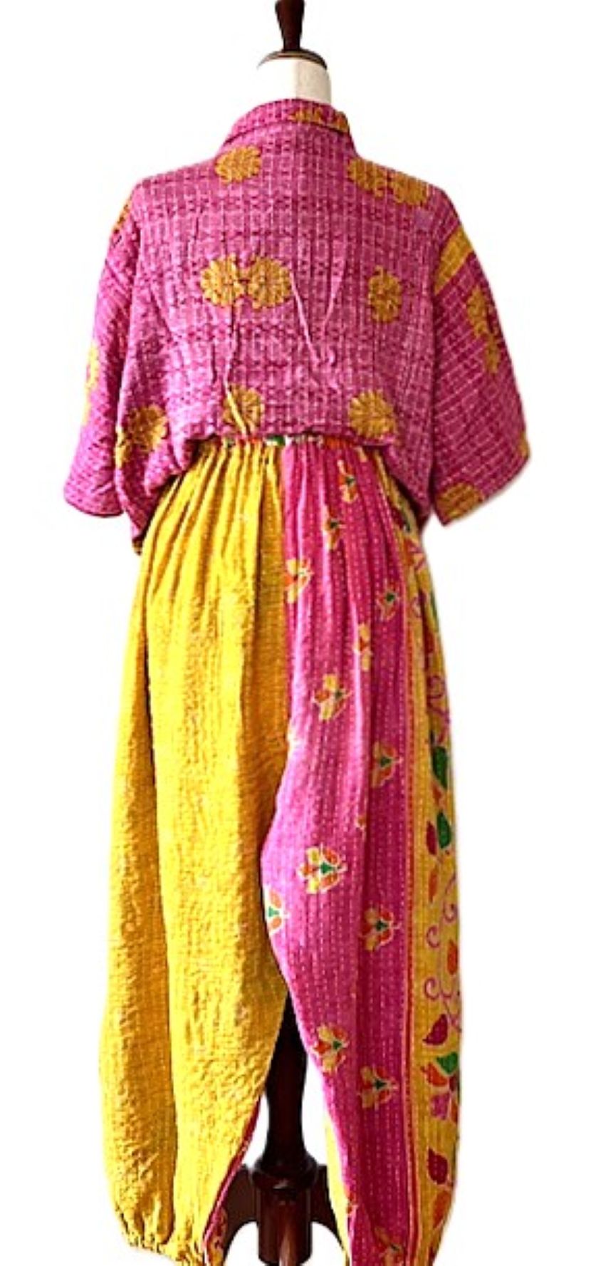 Kantha Bae Cool Kantha Cotton Joggers.Best Seller (Yellow Pink)