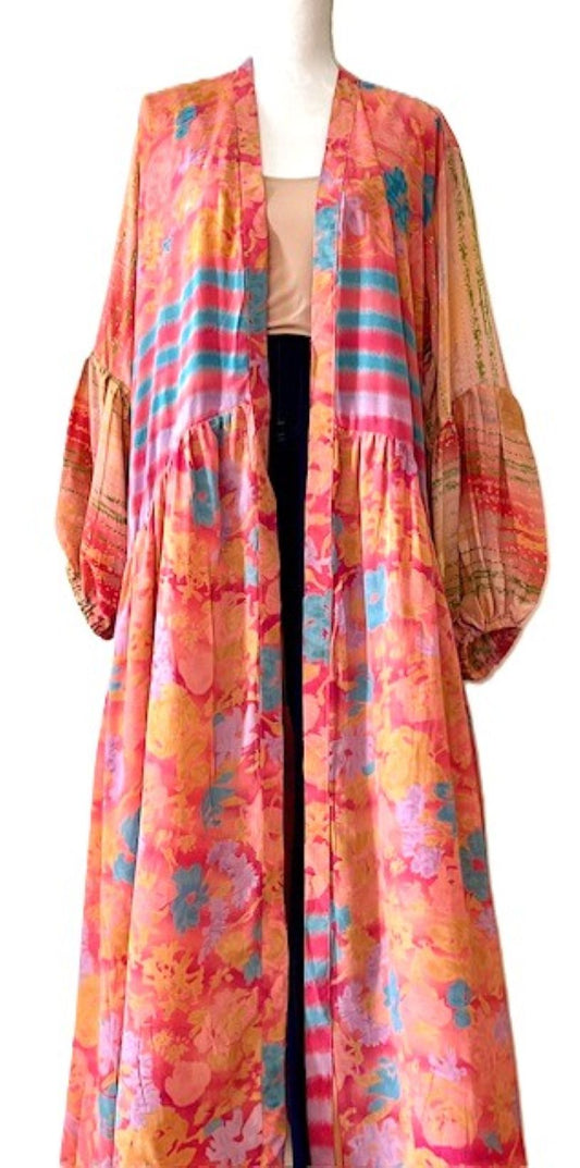 Kantha Bae Evermore Silk Kimono Is Luxurious and Romantic (Peach)