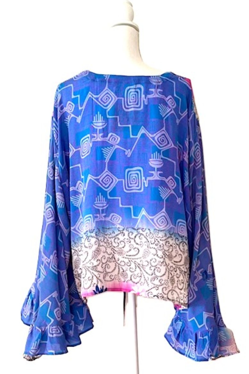 Kantha Bae Bell Sleeve Silk Butterfly Top Is Eye Catching. (Floral Mix)