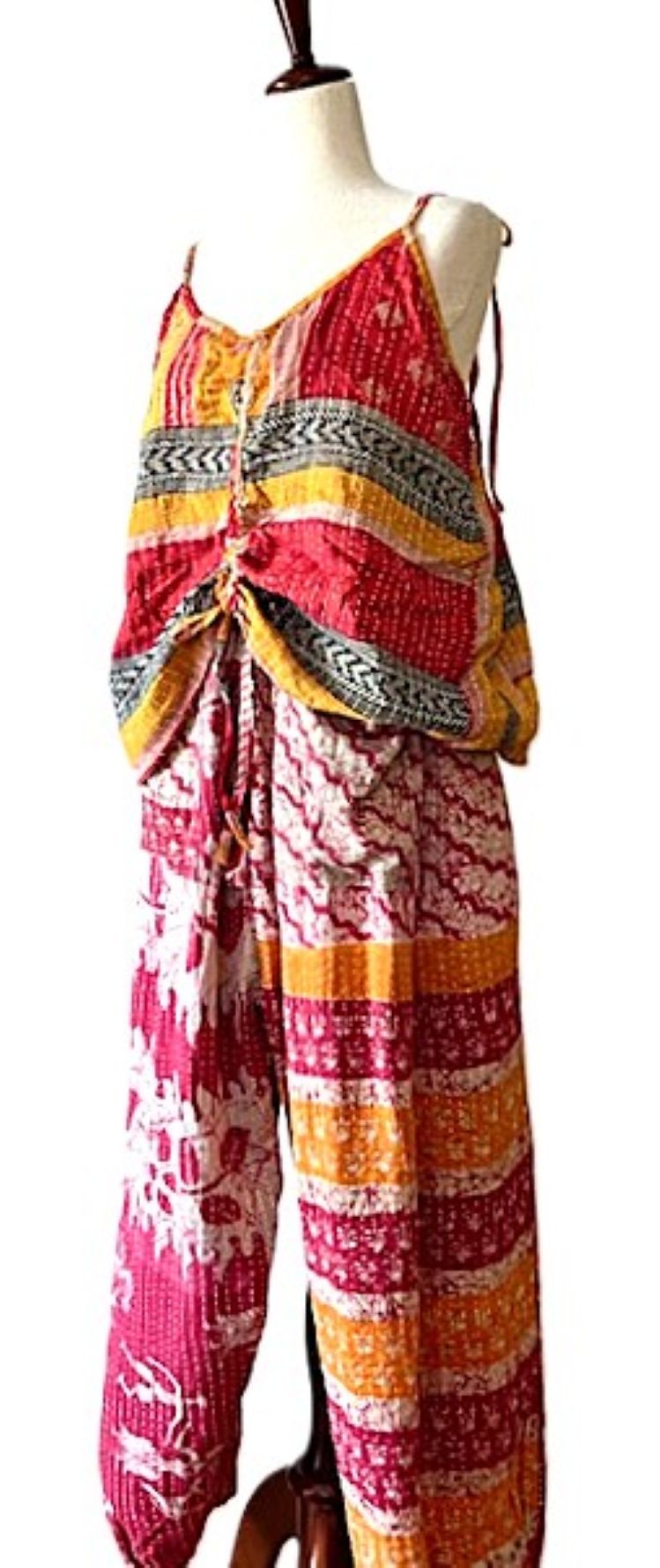 Kantha Bae Cool Kantha Cotton Joggers. Best Seller (Fuschia Orange)