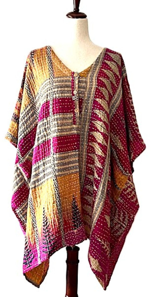 Kantha Bae Mini Muu Colorful Tunic (Olive Purple)