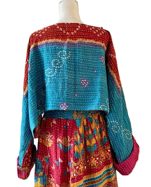 Kantha Bae Abundance Crop Top is Sassy, Blue Red