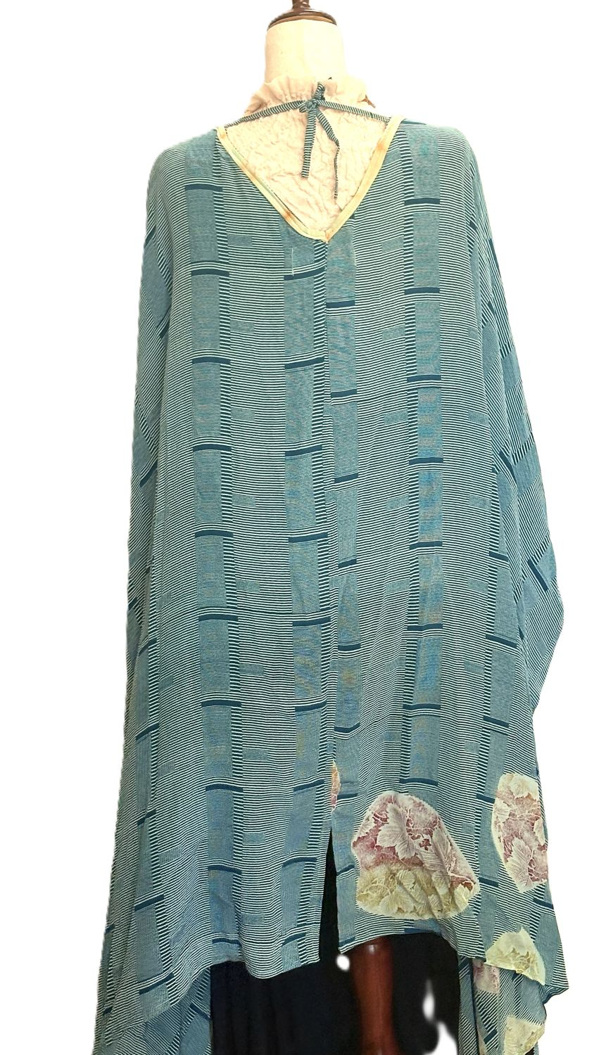 Kantha Bae Orchid Silk Kimono: Vintage Sari, Mixed Print, Asymmetrical Layer