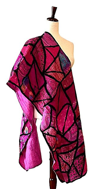 Scarf: Stained Glass Collage Patchwork Scarf Rose