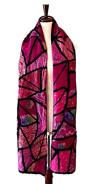 Scarf: Stained Glass Collage Patchwork Scarf Rose