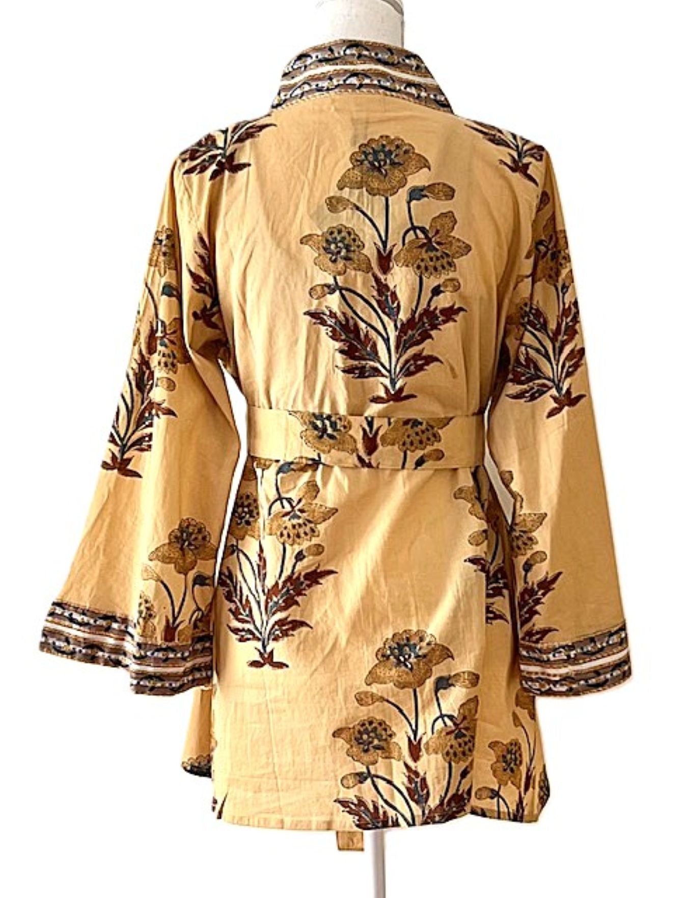 New Style: Designer Floral Cotton Kimono Jacket With Pocket And Matching Belt