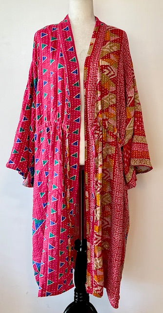 Kantha Bae Dreamweaver Kimono Is A Statement Piece. (Pink Squares)