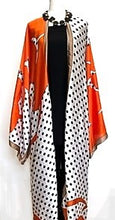 Seasonless Long Silk Kimono Duster (White/Black/Dot)