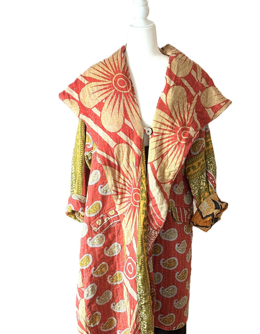 Kantha Bae's New Nomad Coat!  Let The Adventures Begin. (Red Floral)