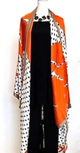 Seasonless Long Silk Kimono Duster (White/Black/Dot)