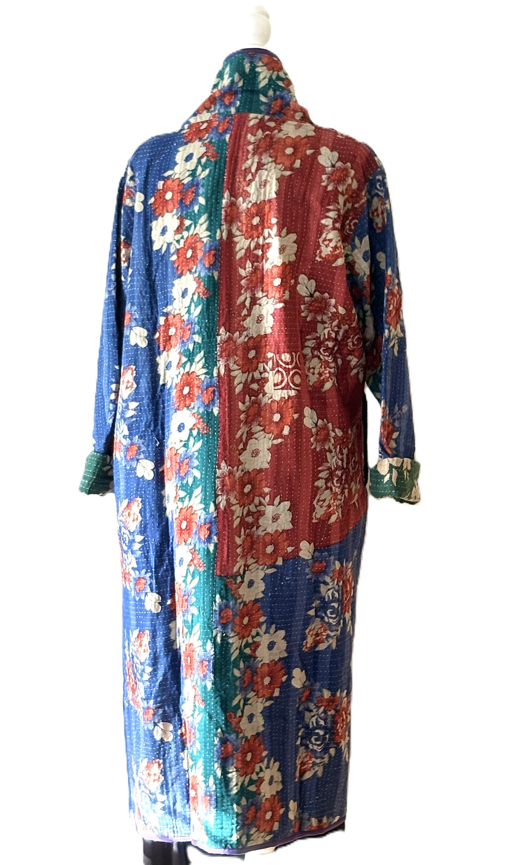 Jacket - Wearable Art, Fully Reversible Hand Embroidered Kimono Coat (Red) Must See.