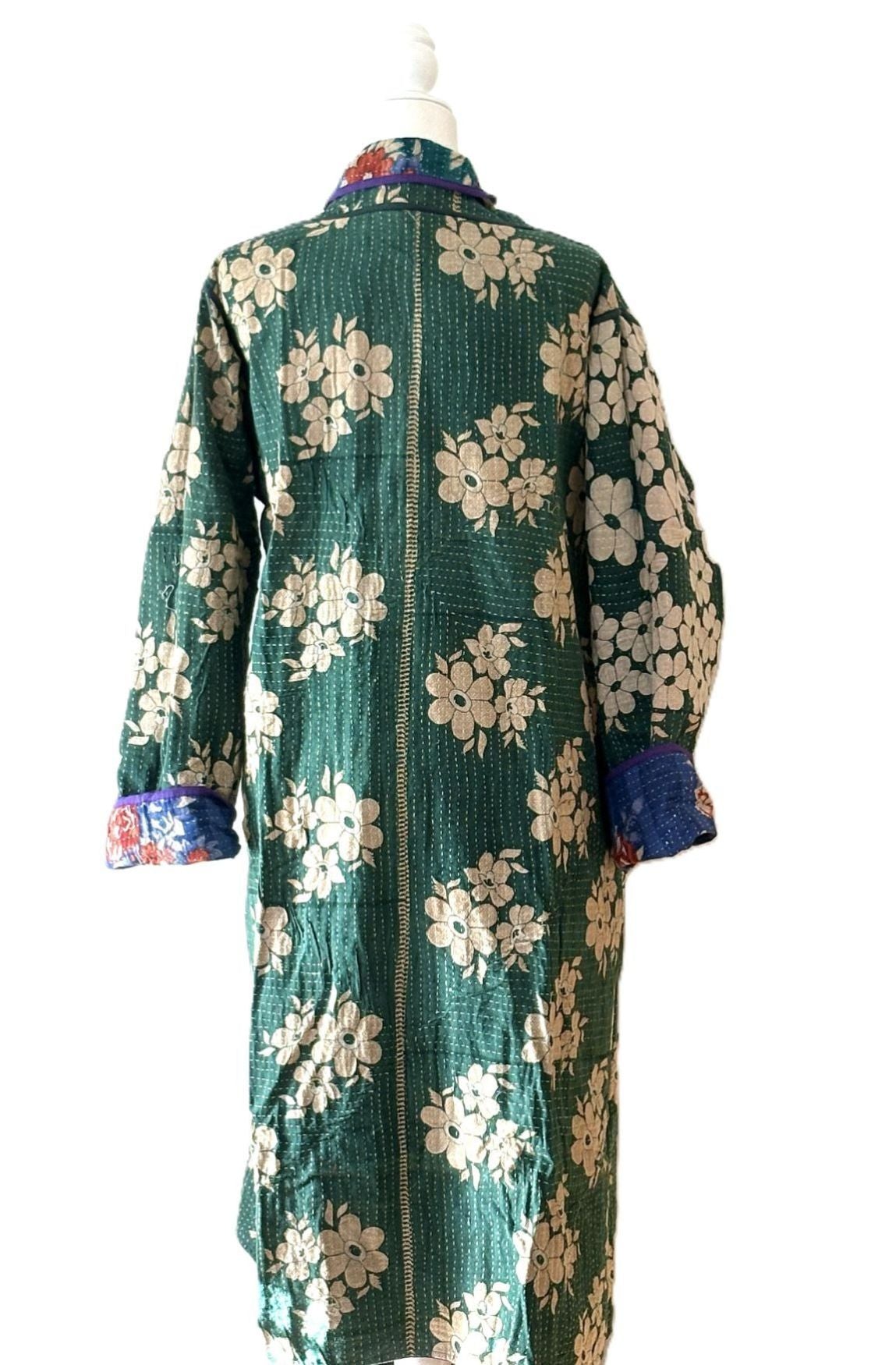 Jacket - Wearable Art, Fully Reversible Hand Embroidered Kimono Coat (Red) Must See.