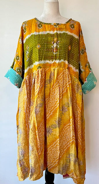 Kantha Bae Daydreamer Midi Dress (Lemon Lime)