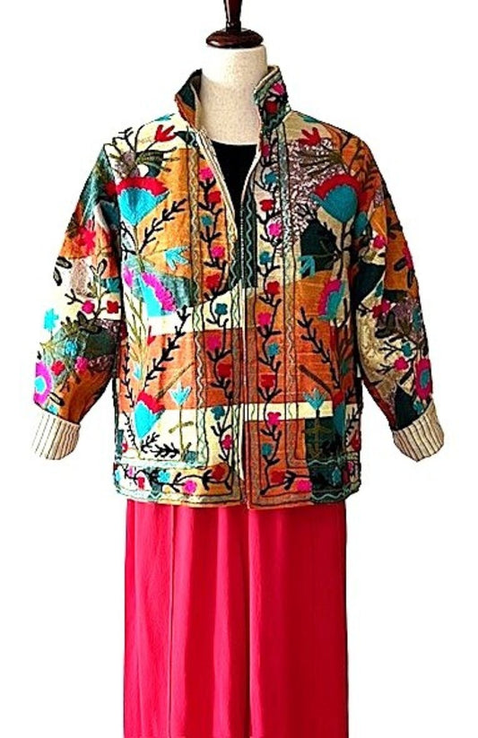 Jacket, Wearable Art Suzani Work Jacket, A Blend Of Traditional Art And Contemporary Fashion.