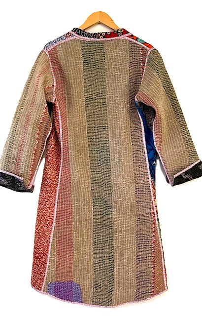Tulip Cut Designer Waist Coat Is Fully Reversible. Kantha Stitching.