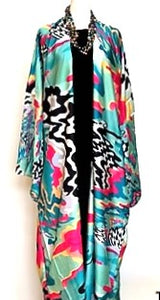 Bright Long Silk Kimono Duster (Primary Colors)
