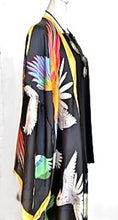 Contrast Long Silk Blend Kimono Duster (Bird Black)
