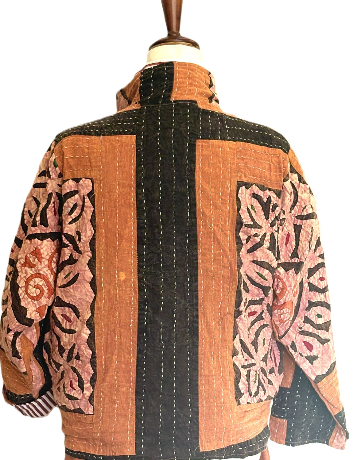 Artisan Cutwork Cotton Kantha Long Sleeve Jacket (Bronze))