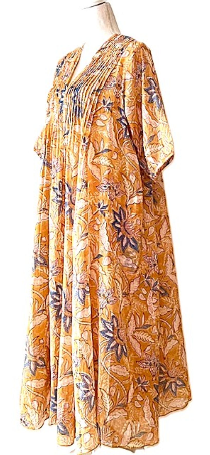 Dresses: Midi Floral Block Print Is Appealing and Comfortable. (Bronze)