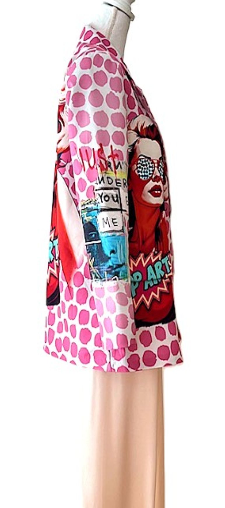 Contemporary Italian Pop Art Print Blazer Is Fun (Pink)