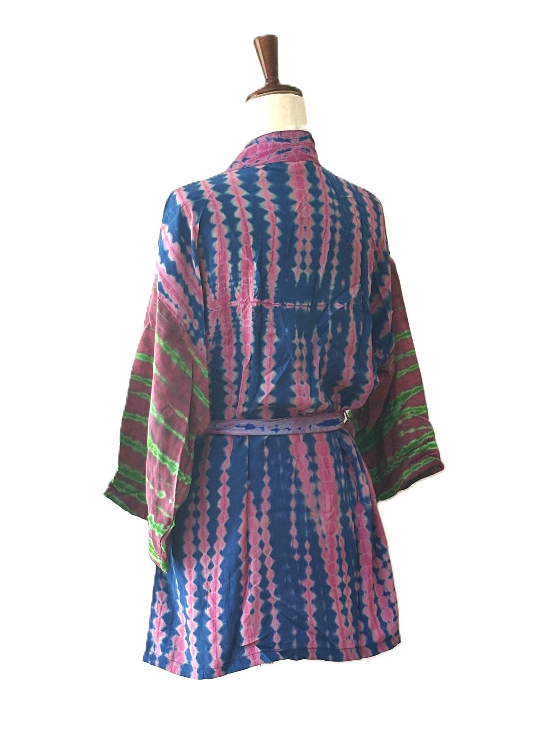 The Accessory In Demand, A Short Silk Kimono Jacket. A Tie Dye Beauty.