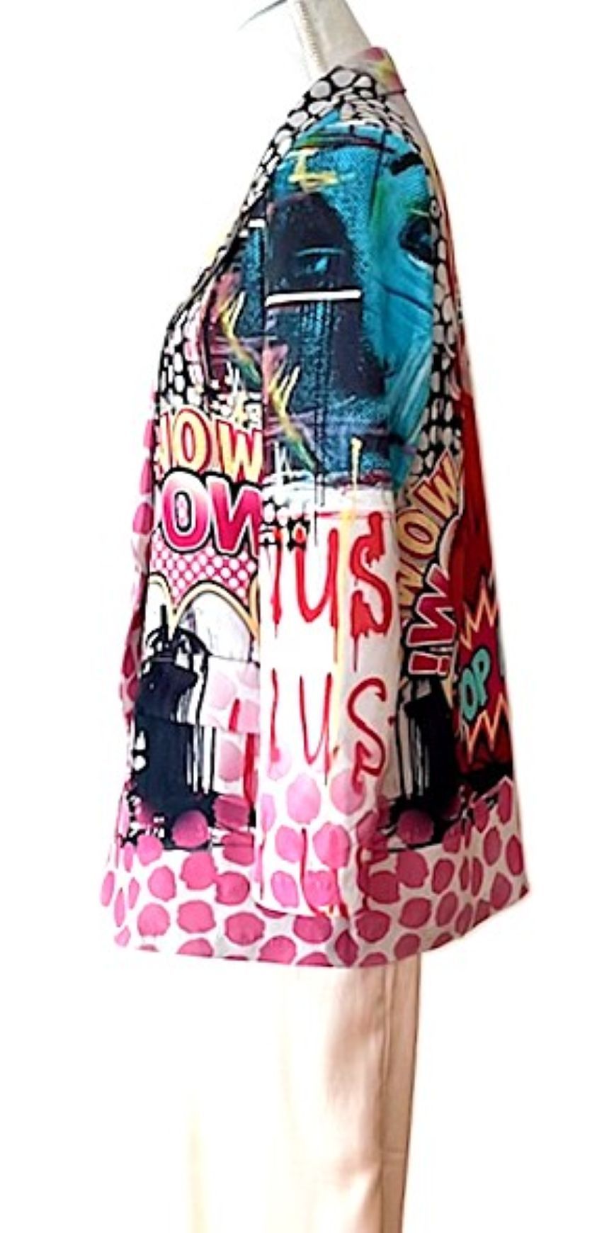 Contemporary Italian Pop Art Print Blazer Is Fun (Pink)