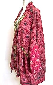 Gorgeous Open Kantha Embroidered Jacket Fully Reversible (Pink/Bronze Mix)