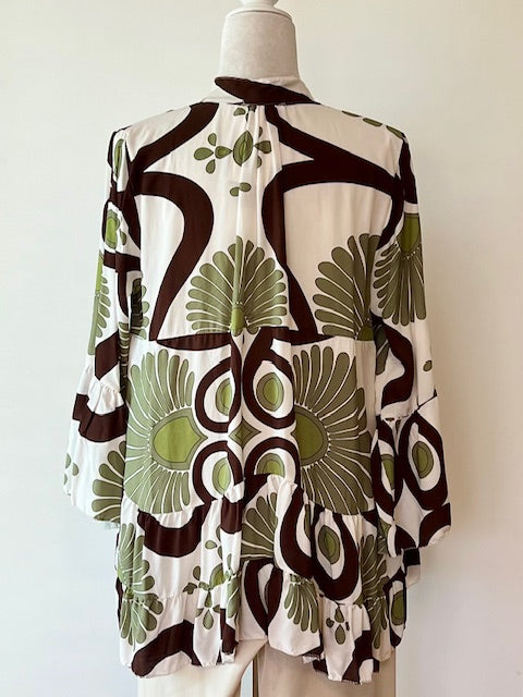 Italian Floral Blouse (Olive Brown)