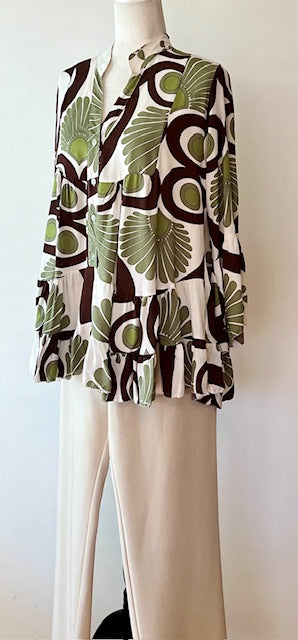 Italian Floral Blouse (Olive Brown)