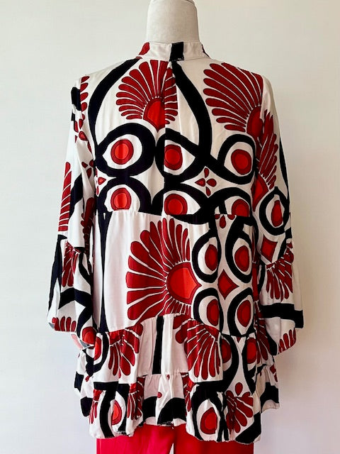 Italian Floral Blouse (Red)