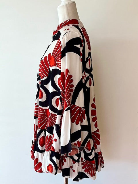 Italian Floral Blouse (Red)