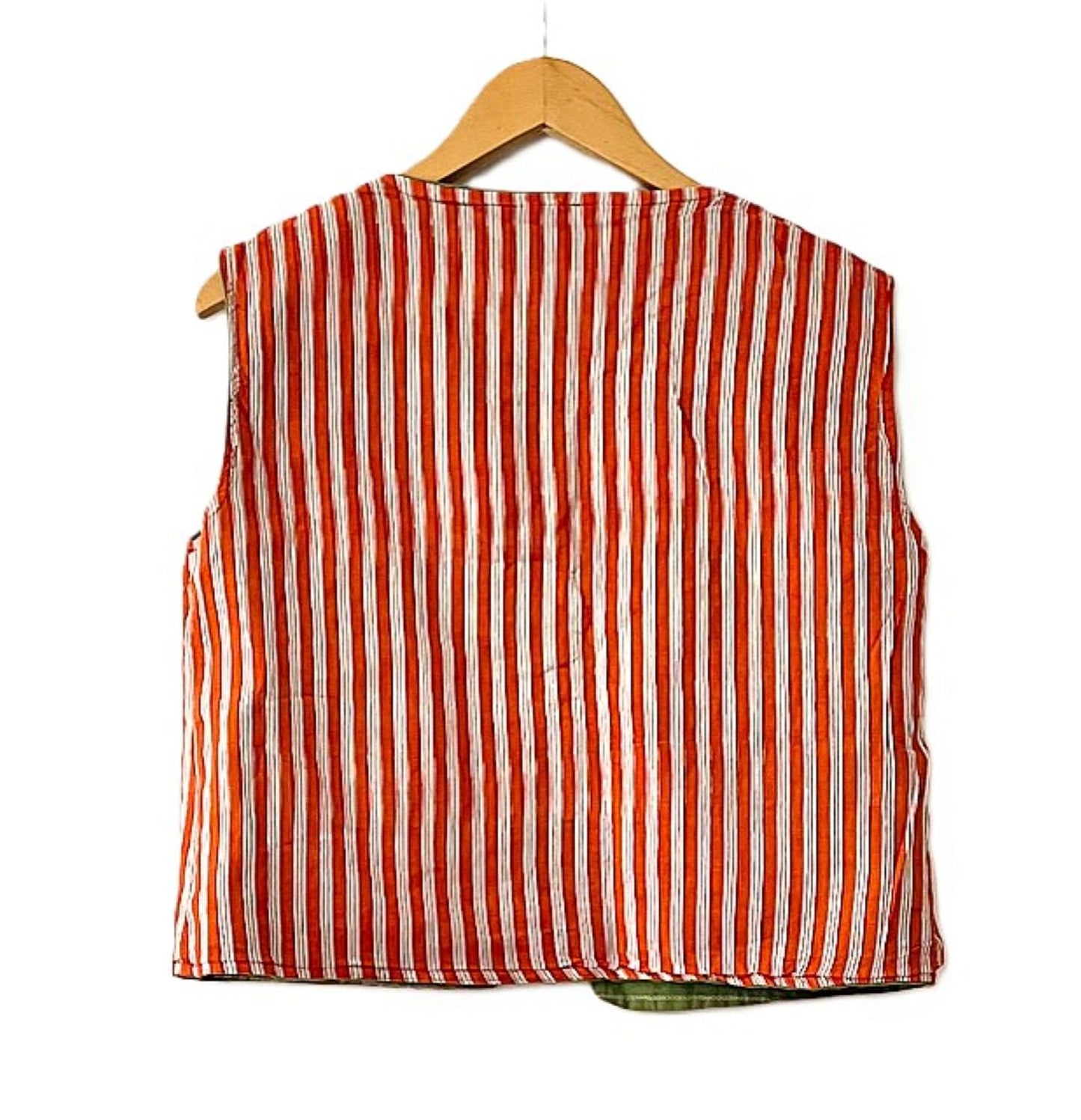 Fully Reversible Designer Handmade Embroidered Vest.  Looks Smart (Green Red)