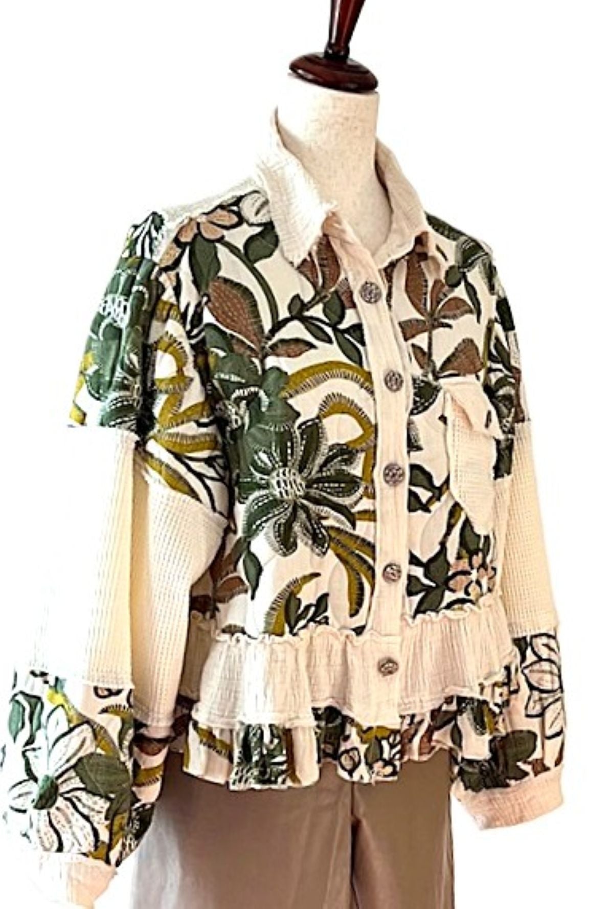 Jacket: Short Vintage Style Floral Pattern Boho Top, The Perfect Top Layer All Year.