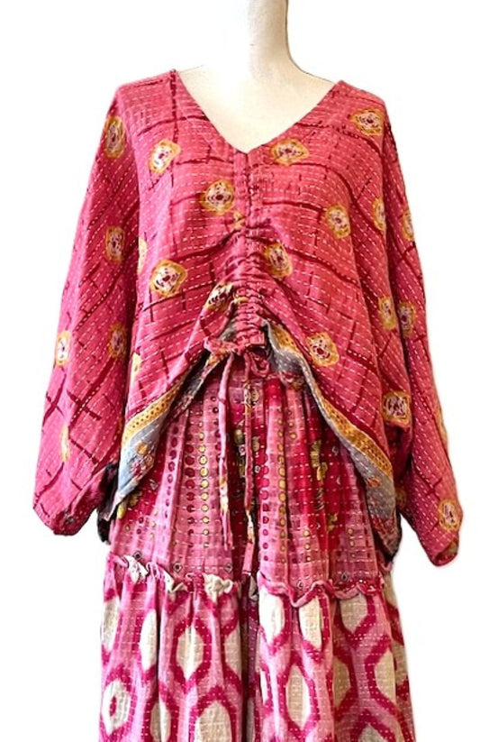 Kantha Bae Cotton Artisan Butterfly Top (Pink)