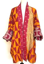 Gorgeous Open Kantha Embroidered Jacket Fully Reversible (Yellow/Rose Mix)