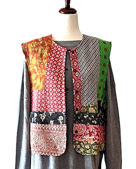 Vest, Designer Waistcoat Is Handmade,  Fully Reversible And Exceptional (Colorblock)