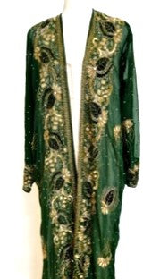 Art Deco Style Long Beaded Kimono Duster (Emerald)