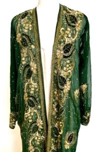 Art Deco Style Long Beaded Kimono Duster (Emerald)