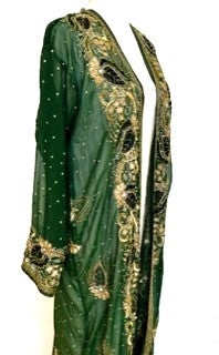 Art Deco Style Long Beaded Kimono Duster (Emerald)